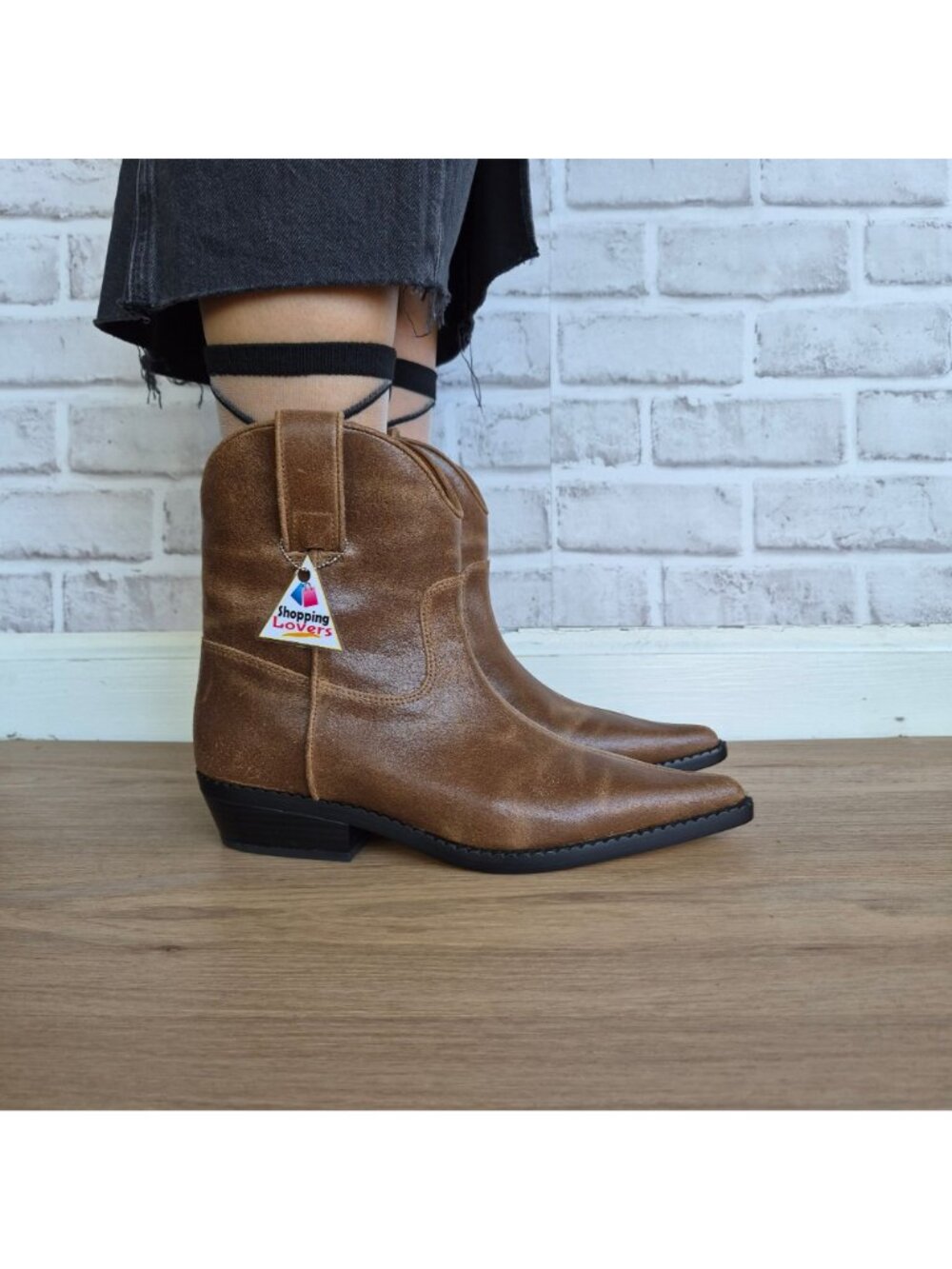 Michael Kors Noemie Bootie Distressed Leather Western Ankle Boots Womens 7.5M - Picture 4 of 10